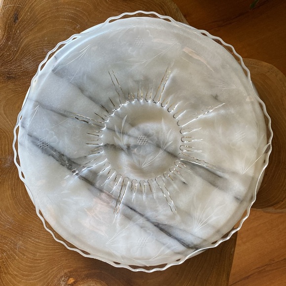 1930’s W.J. Hughes 11.5” Crystal Radiance Cornflower Etched Serving Tray Platter - Picture 8 of 9